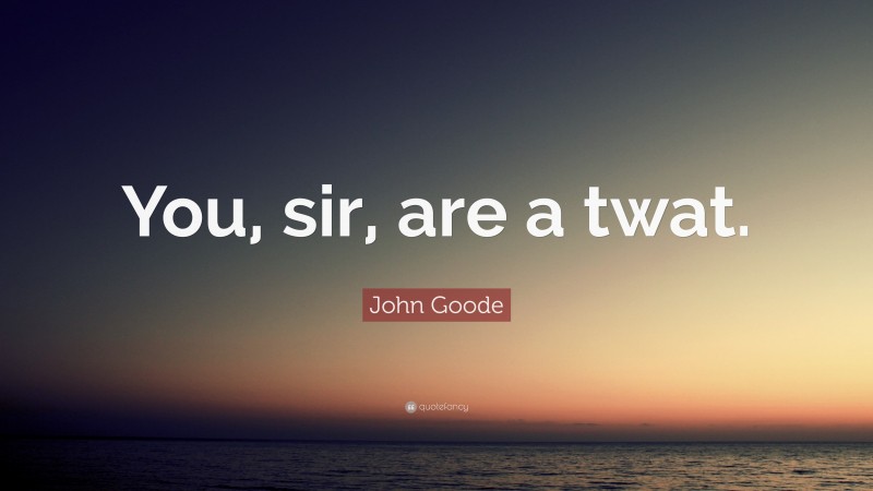 John Goode Quote: “You, sir, are a twat.”
