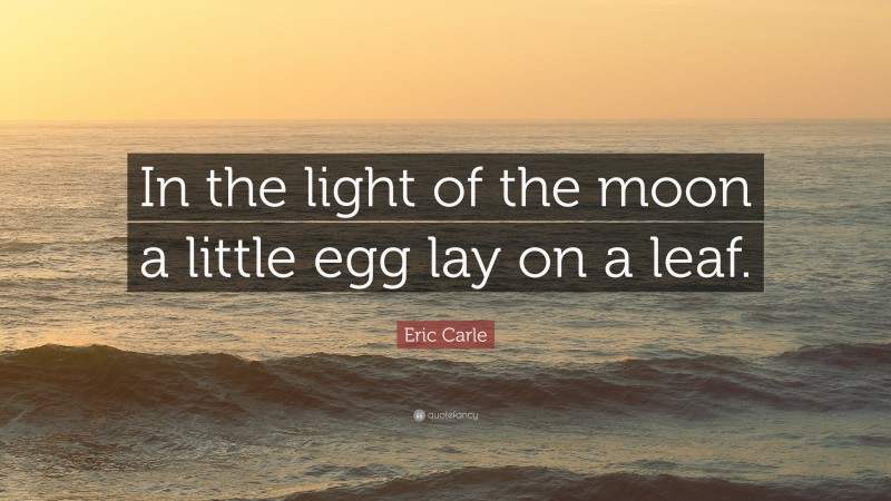 Eric Carle Quote: “In the light of the moon a little egg lay on a leaf.”