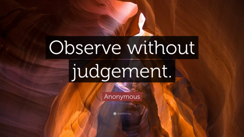 Anonymous Quote: “Observe without judgement.”