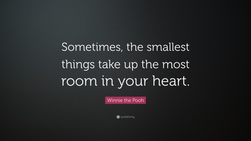 Winnie the Pooh Quote: “Sometimes, the smallest things take up the most room in your heart.”