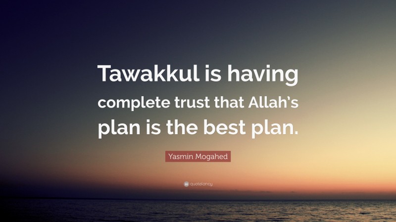 Yasmin Mogahed Quote: “Tawakkul is having complete trust that Allah’s plan is the best plan.”