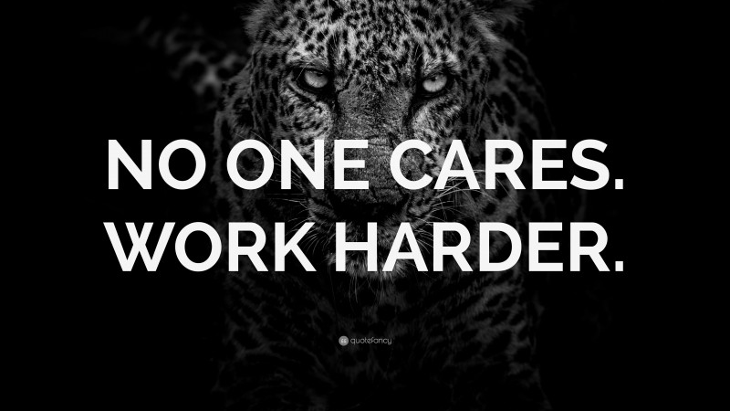 “NO ONE CARES. WORK HARDER.” — Desktop Wallpaper