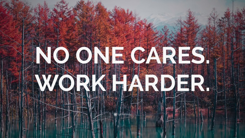 “NO ONE CARES. WORK HARDER.” — Desktop Wallpaper
