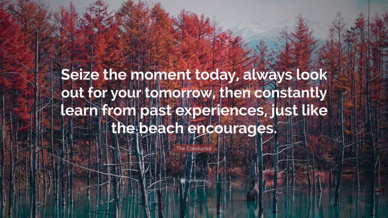 The Conductor Quote: “Seize the moment today, always look out for your tomorrow, then constantly learn from past experiences, just like the beach encourages.”