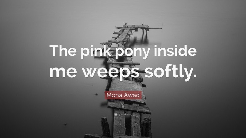 Mona Awad Quote: “The pink pony inside me weeps softly.”