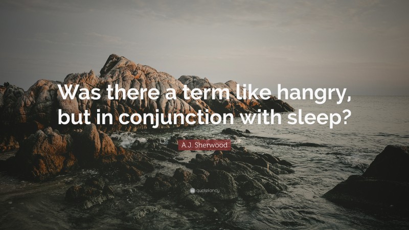 A.J. Sherwood Quote: “Was there a term like hangry, but in conjunction with sleep?”