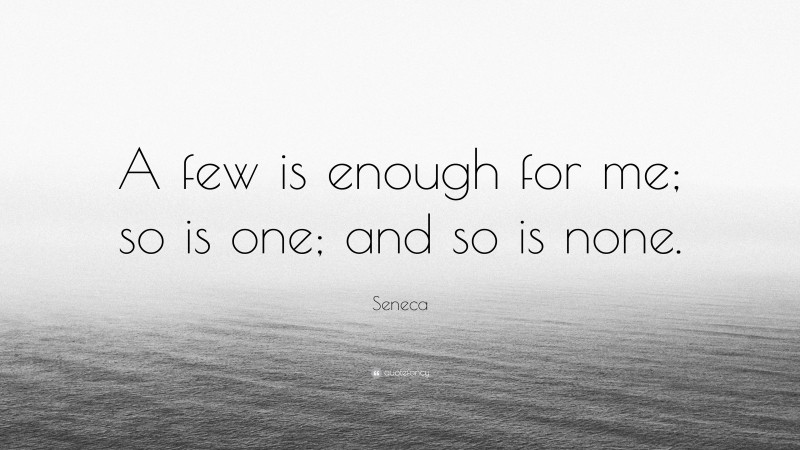 Seneca Quote: “A few is enough for me; so is one; and so is none.”