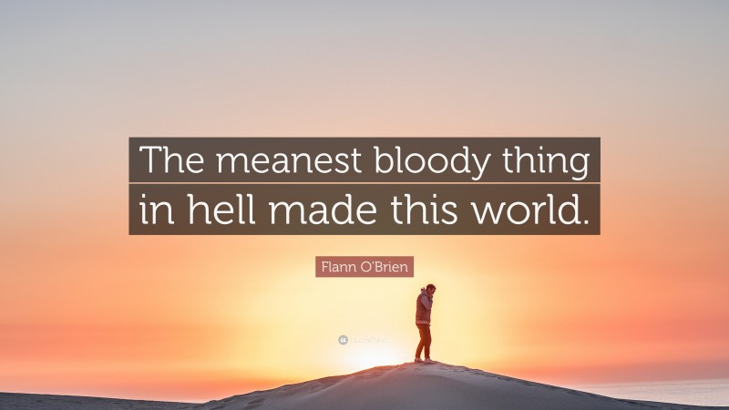 Flann O'Brien Quote: “The meanest bloody thing in hell made this world.”