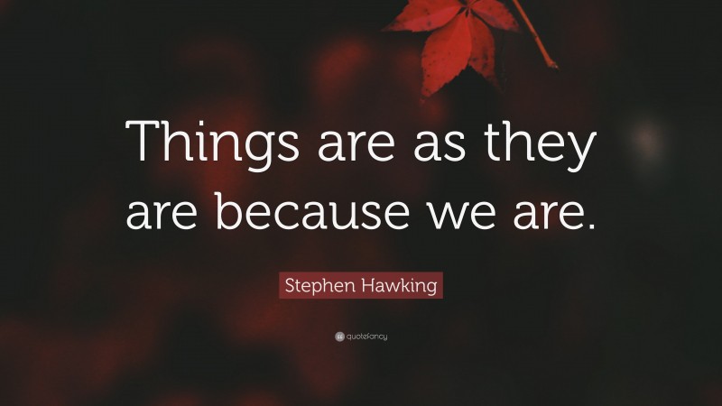 Stephen Hawking Quote: “Things are as they are because we are.”