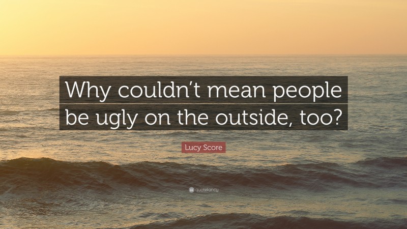 Lucy Score Quote: “Why couldn’t mean people be ugly on the outside, too?”