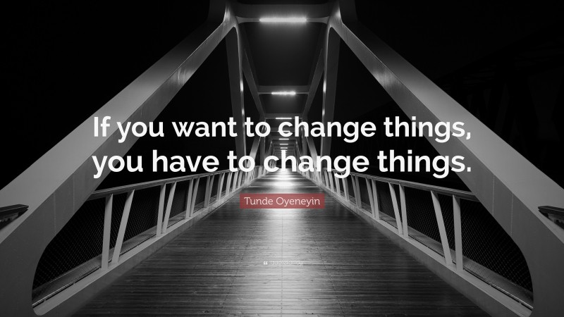 Tunde Oyeneyin Quote: “If you want to change things, you have to change things.”