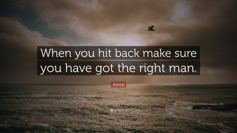 Aesop Quote: “When you hit back make sure you have got the right man.”