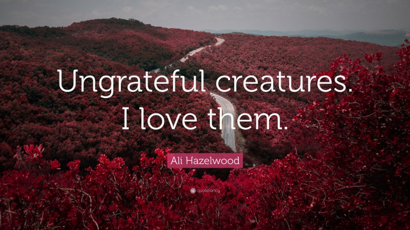 Ali Hazelwood Quote: “Ungrateful creatures. I love them.”