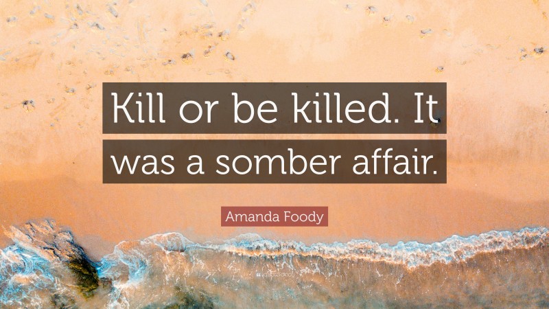 Amanda Foody Quote: “Kill or be killed. It was a somber affair.”
