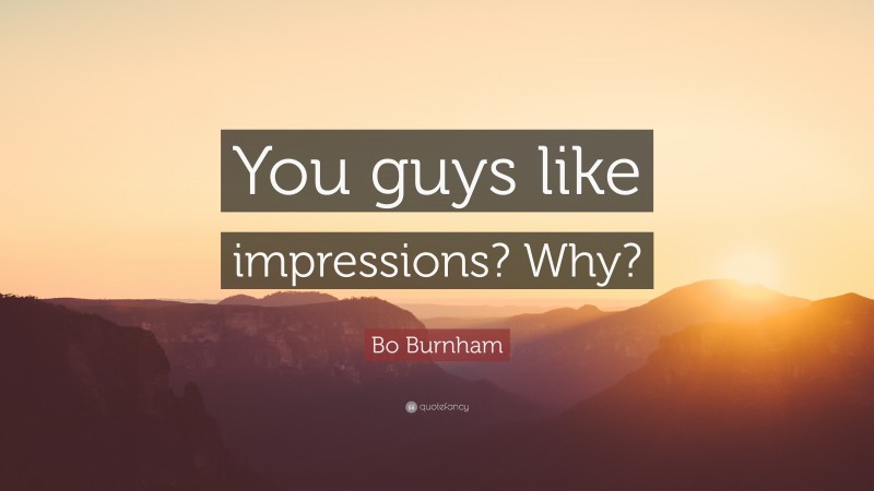 Bo Burnham Quote: “You guys like impressions? Why?”