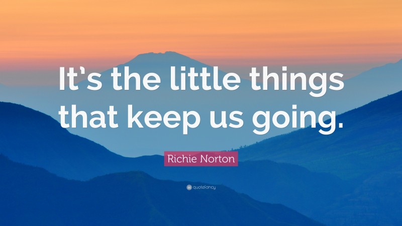 Richie Norton Quote: “It’s the little things that keep us going.”