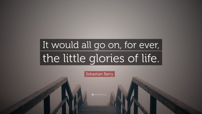 Sebastian Barry Quote: “It would all go on, for ever, the little glories of life.”
