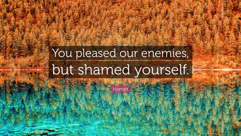 Homer Quote: “You pleased our enemies, but shamed yourself.”
