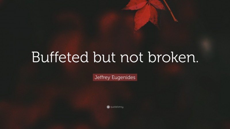 Jeffrey Eugenides Quote: “Buffeted but not broken.”