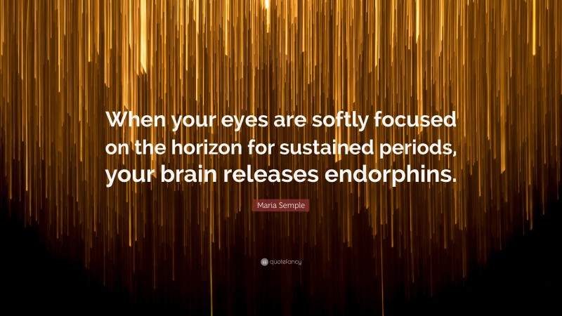 Maria Semple Quote: “When your eyes are softly focused on the horizon for sustained periods, your brain releases endorphins.”