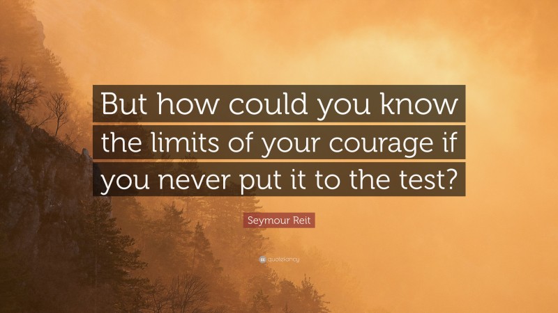 Seymour Reit Quote: “But how could you know the limits of your courage if you never put it to the test?”