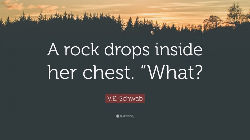 V.E. Schwab Quote: “A rock drops inside her chest. “What?”
