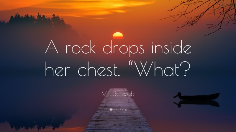 V.E. Schwab Quote: “A rock drops inside her chest. “What?”