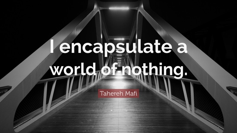 Tahereh Mafi Quote: “I encapsulate a world of nothing.”