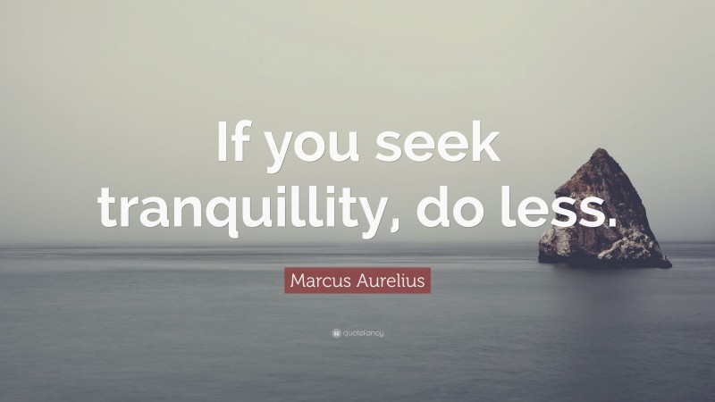 Marcus Aurelius Quote: “If you seek tranquillity, do less.”