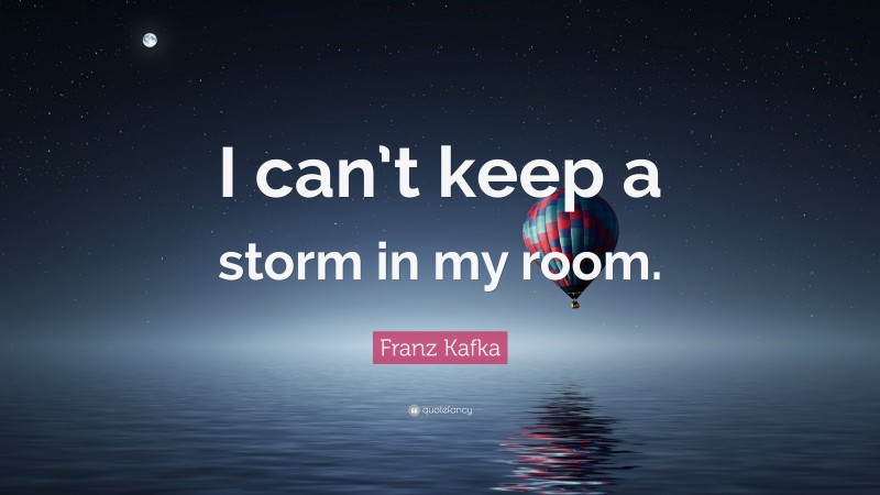 Franz Kafka Quote: “I can’t keep a storm in my room.”