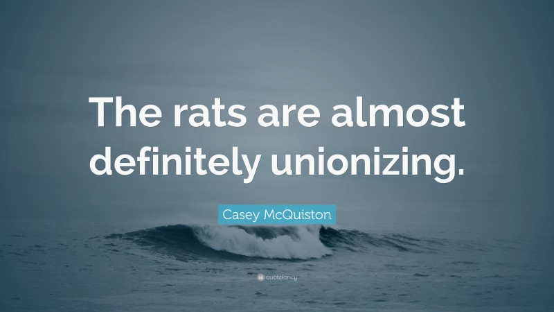 Casey McQuiston Quote: “The rats are almost definitely unionizing.”