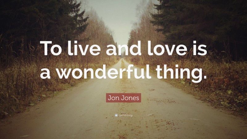 Jon Jones Quote: “To live and love is a wonderful thing.”