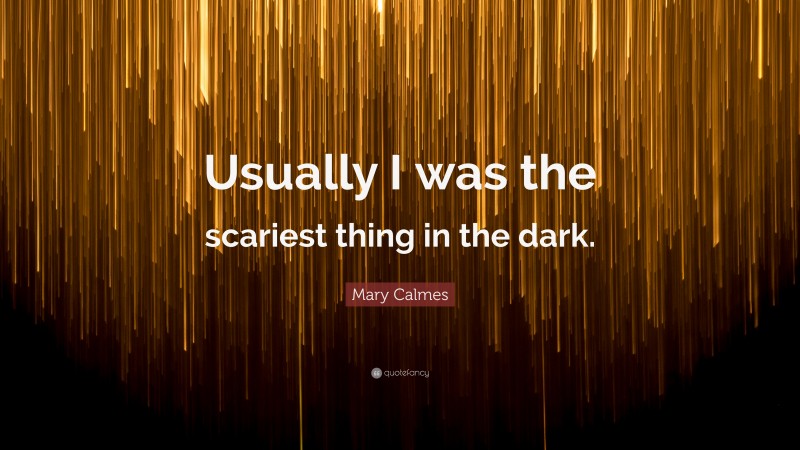 Mary Calmes Quote: “Usually I was the scariest thing in the dark.”