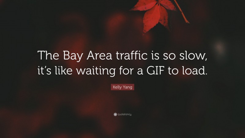 Kelly Yang Quote: “The Bay Area traffic is so slow, it’s like waiting for a GIF to load.”
