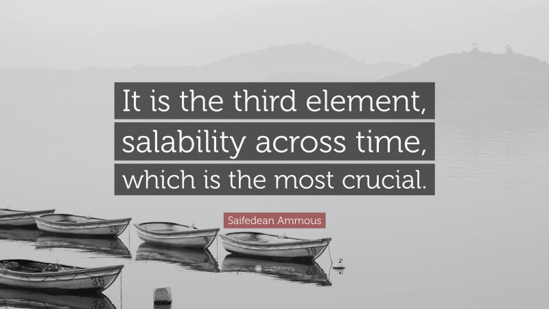 Saifedean Ammous Quote: “It is the third element, salability across time, which is the most crucial.”