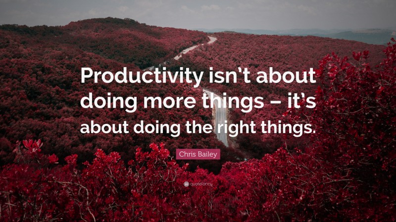 Chris Bailey Quote: “Productivity isn’t about doing more things – it’s about doing the right things.”