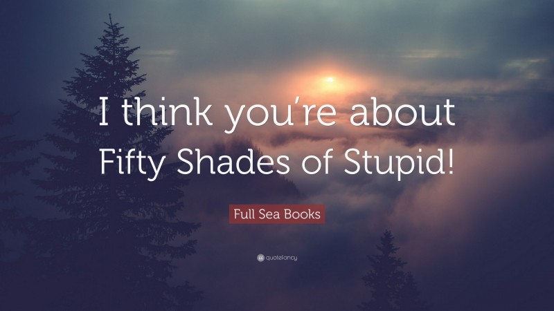 Full Sea Books Quote: “I think you’re about Fifty Shades of Stupid!”
