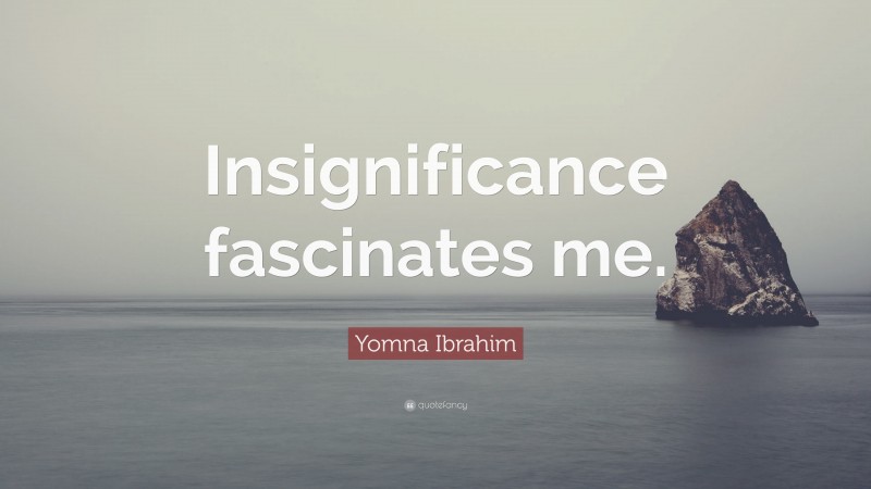 Yomna Ibrahim Quote: “Insignificance fascinates me.”