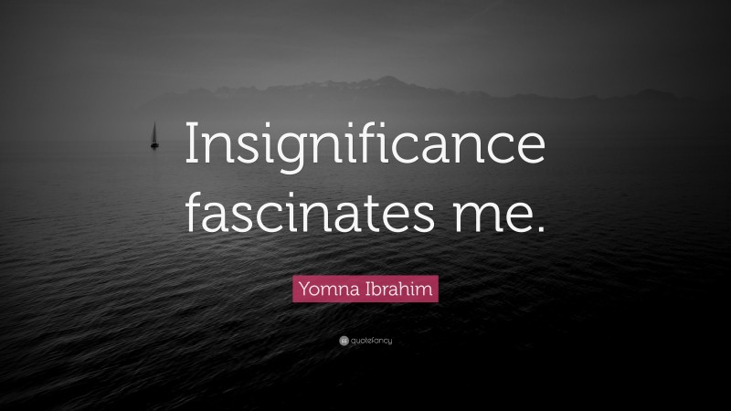 Yomna Ibrahim Quote: “Insignificance fascinates me.”