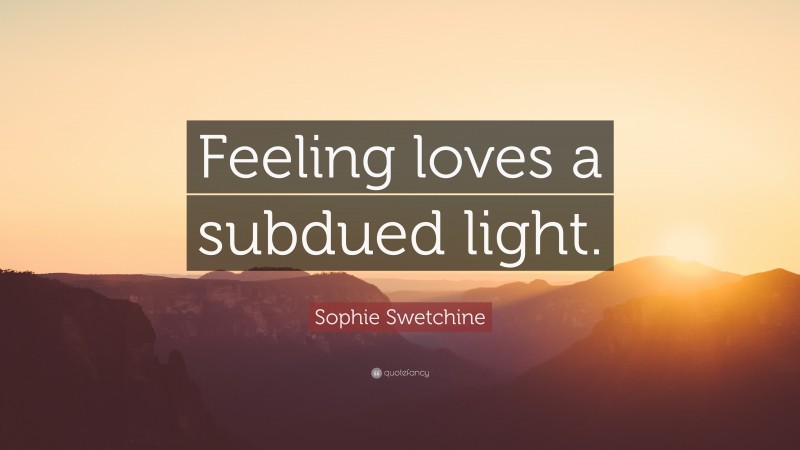 Sophie Swetchine Quote: “Feeling loves a subdued light.”