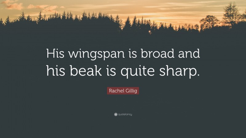 Rachel Gillig Quote: “His wingspan is broad and his beak is quite sharp.”