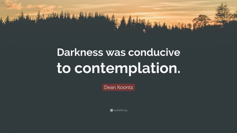 Dean Koontz Quote: “Darkness was conducive to contemplation.”