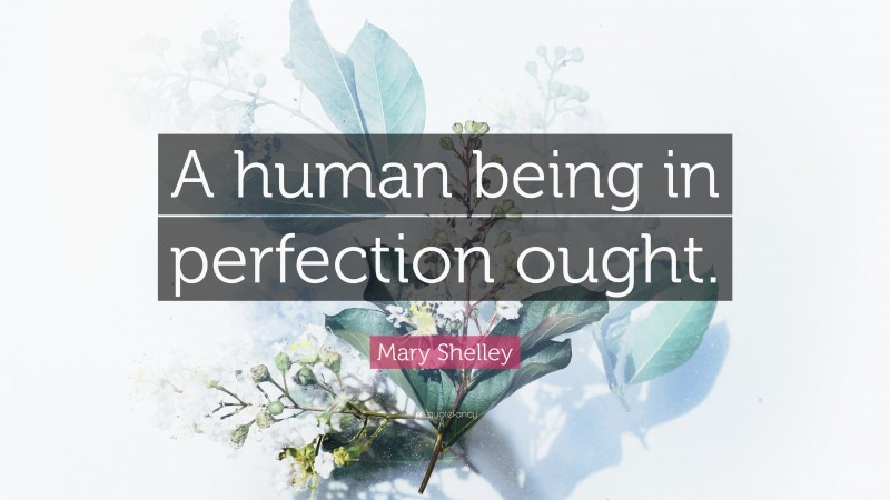 Mary Shelley Quote: “A human being in perfection ought.”