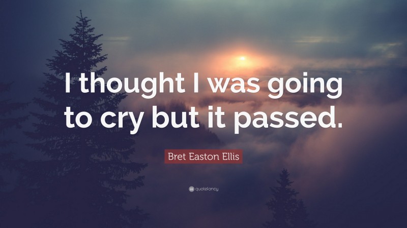 Bret Easton Ellis Quote: “I thought I was going to cry but it passed.”