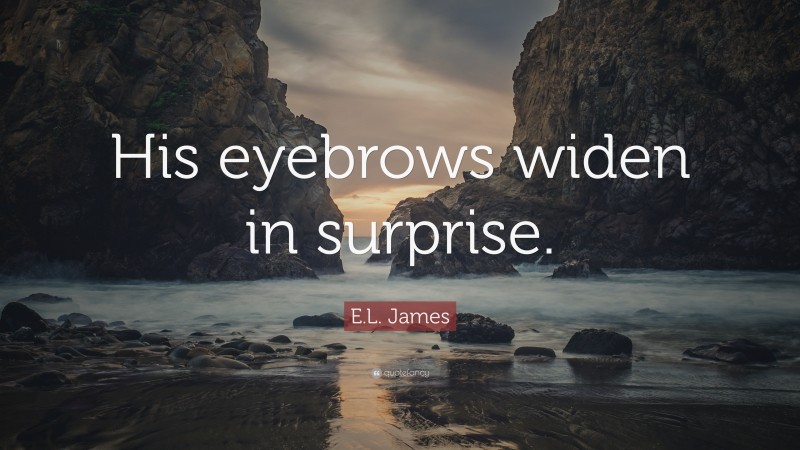 E.L. James Quote: “His eyebrows widen in surprise.”