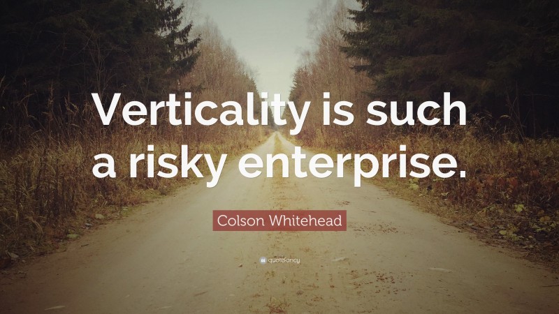 Colson Whitehead Quote: “Verticality is such a risky enterprise.”