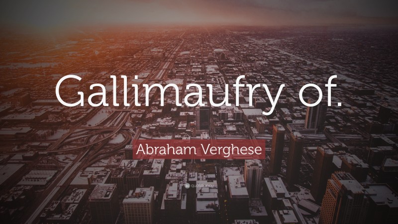 Abraham Verghese Quote: “Gallimaufry of.”