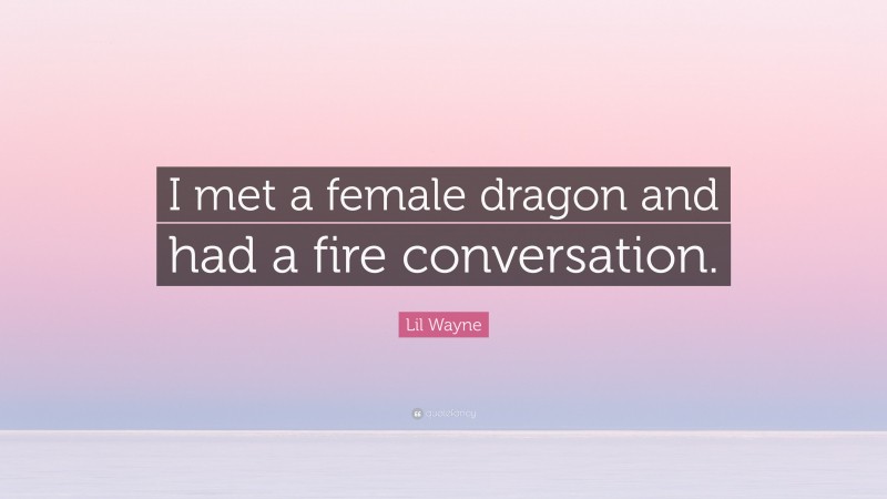 Lil Wayne Quote: “I met a female dragon and had a fire conversation.”