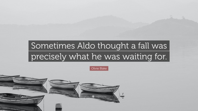 Olivie Blake Quote: “Sometimes Aldo thought a fall was precisely what he was waiting for.”