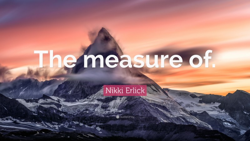 Nikki Erlick Quote: “The measure of.”